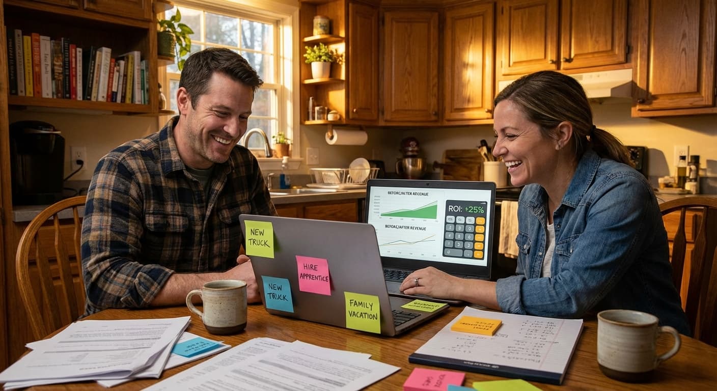 AI sales coaching ROI calculator showing revenue projections for contractors